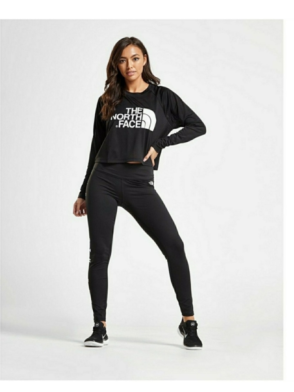 The North Face Black Long Sleeve Crop Tee Medium